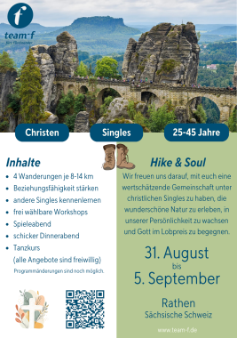 Single-Wanderfreizeit (25-45 Jahre), Seminar, Kurort Rathen/Sächs. Schweiz, Sachsen