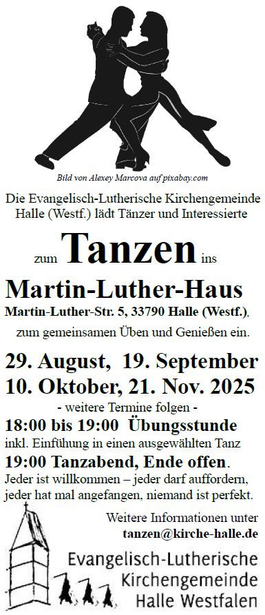 Tanzen im Martin Luther Haus Halle (Westfalen) - Kleines oder selbst organisiertes Event - Halle (Westfalen)