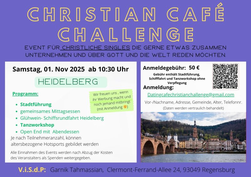 Christian Café Challenge goes to Heidelberg am Samstag, den 01.Nov 2025 - Gruppenevent - Heidelberg