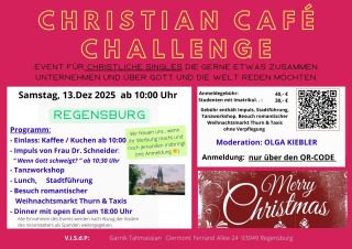 Christian Café Challenge goes to Regensburg am Samstag, den 13. Dez 2025 ab 10:00 Uhr, Gruppenevent, Regensburg, Bayern