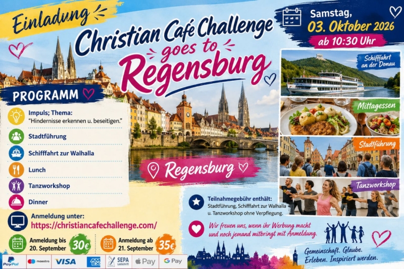Christian Café Challenge goes to Regensburg am 03. Oktober 26 - Gruppenevent - R
